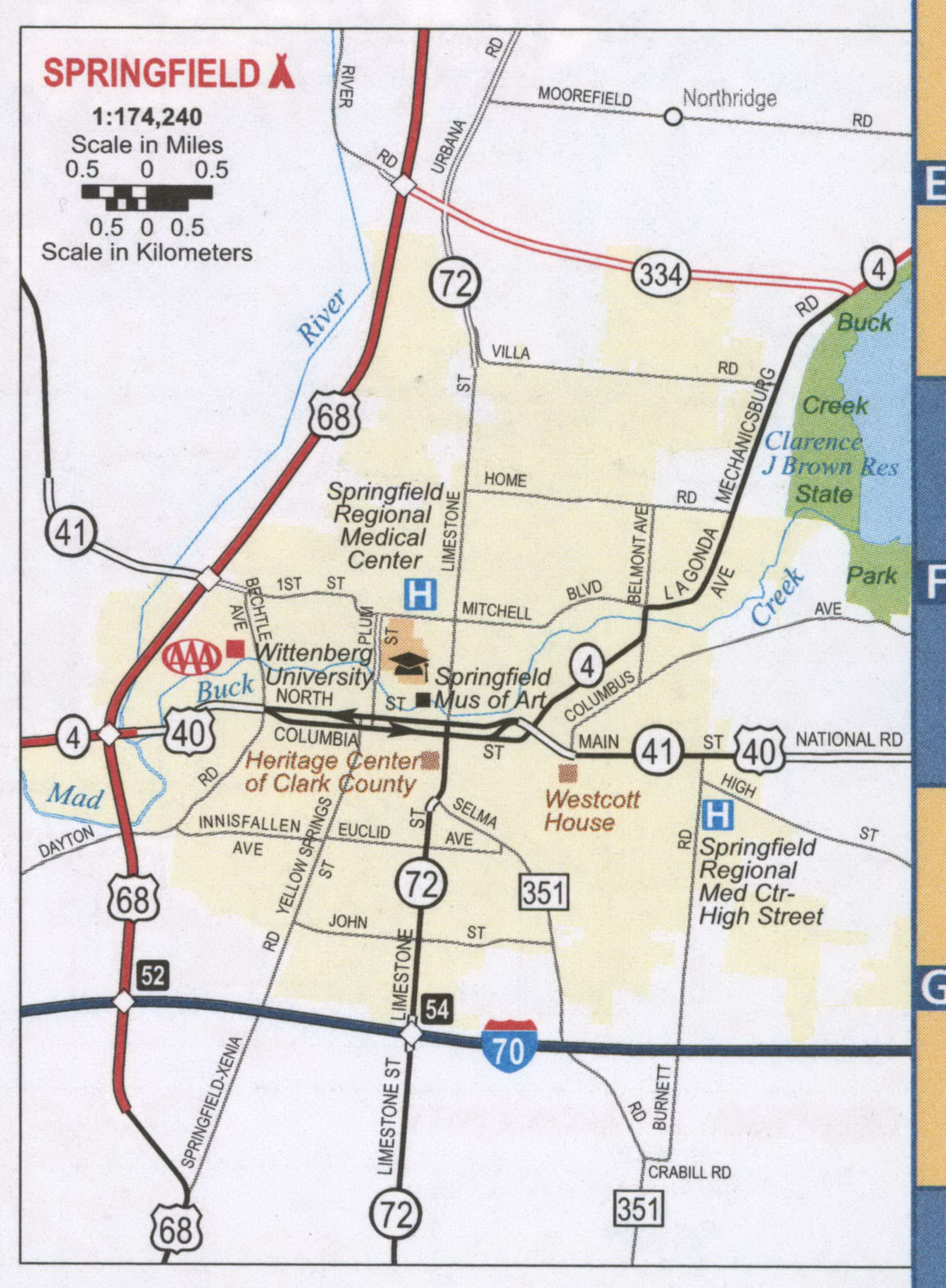 Springfield OH road map